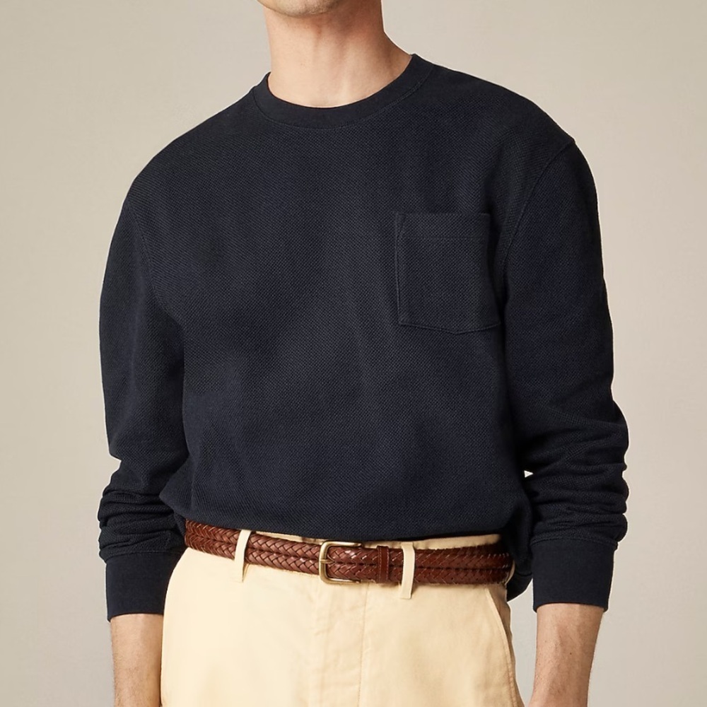 J crew Long-sleeve macropiqué cotton T-shirt